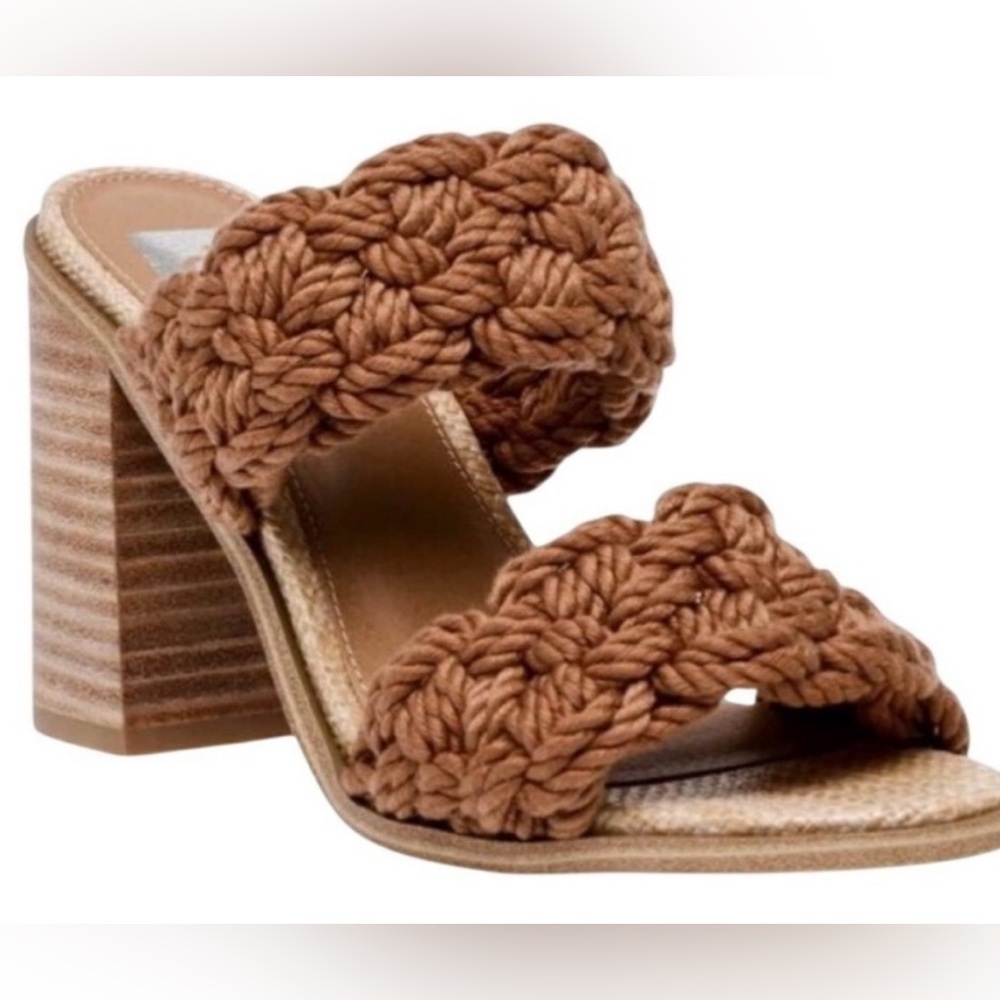 NEW! DV Dolce Vita Womens Roulette Braided Raffia Block Heel Sandals